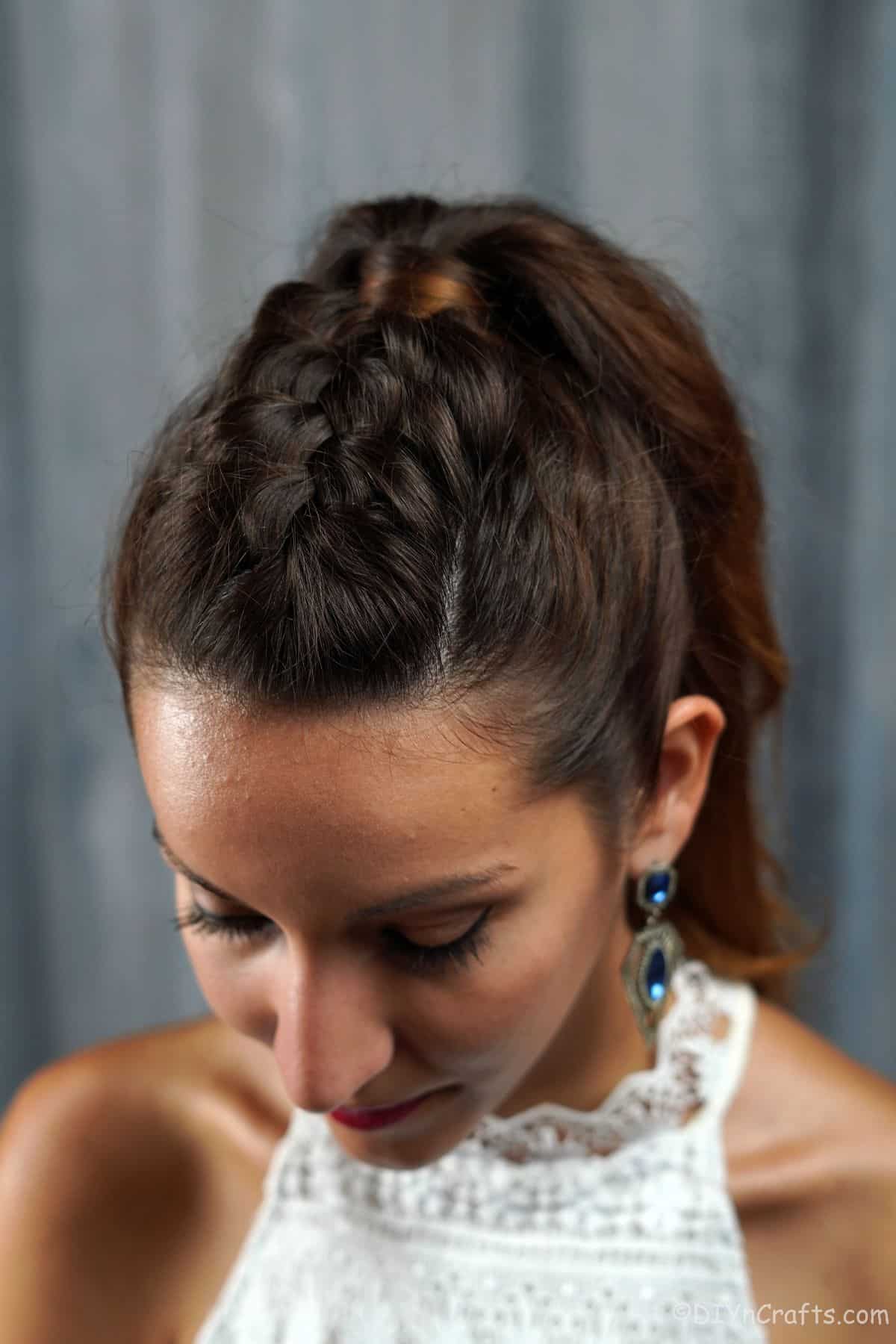 top of french braided ponytail