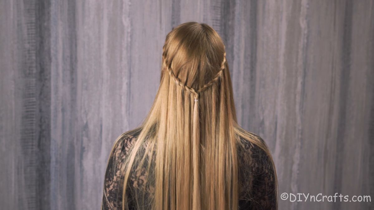 back of blone hair with waterfall braid