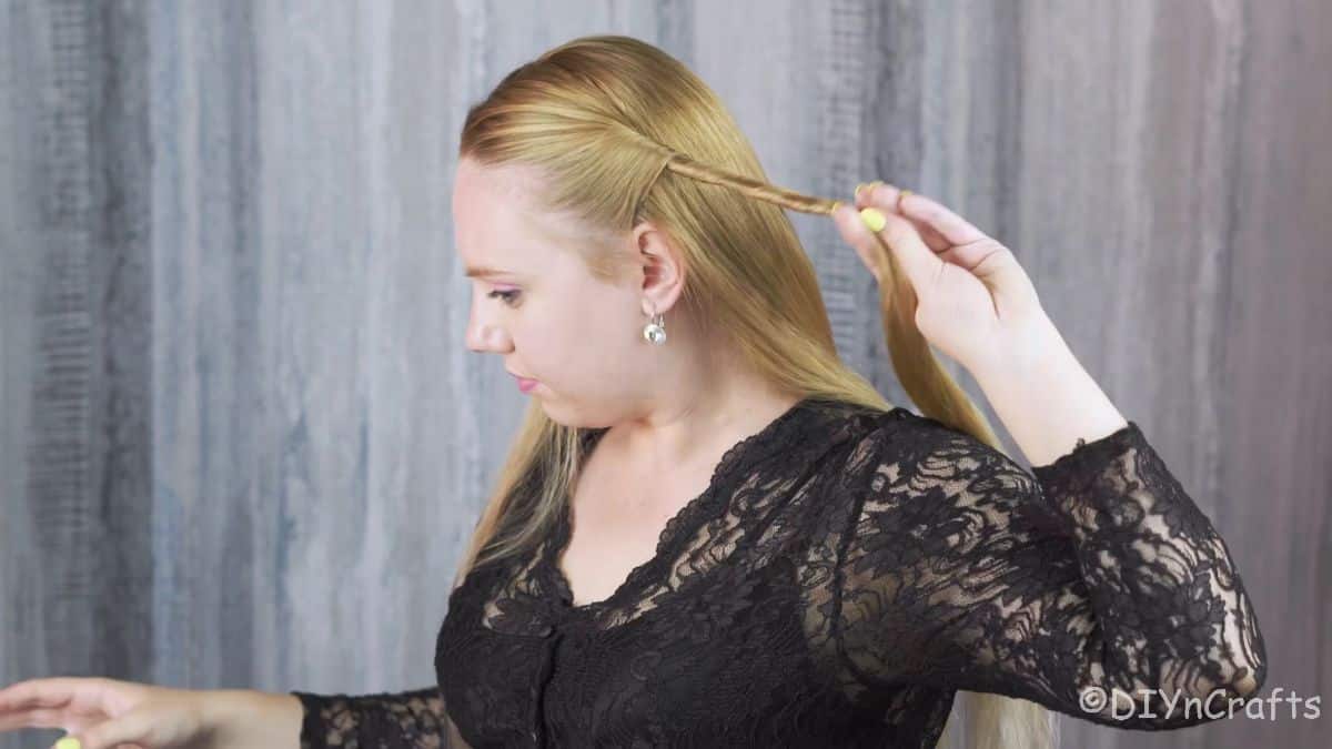 hair twist being pulled behind head