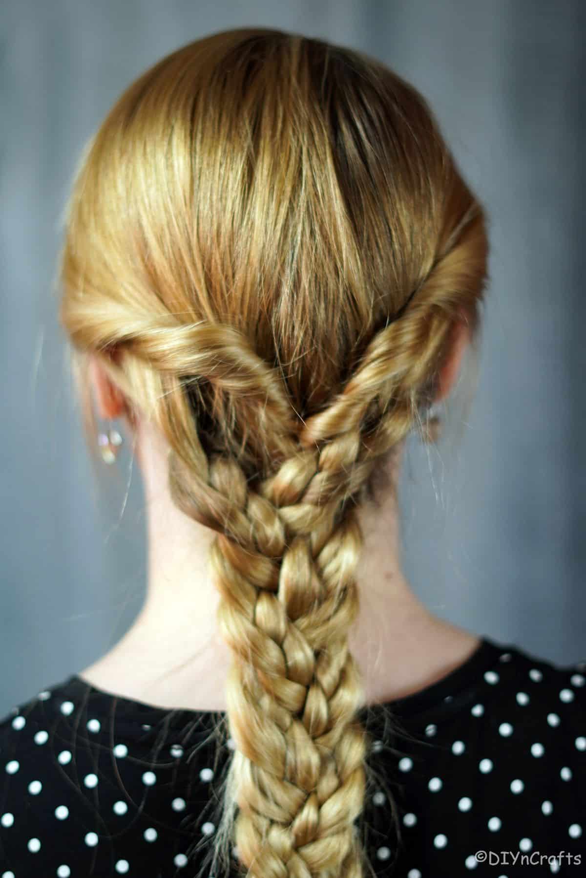 back of stacked braids in blonde hair