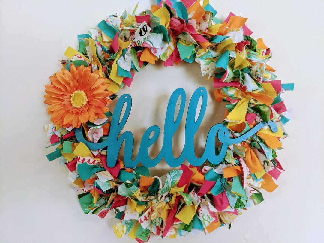 Hello Rag Wreath - Etsy