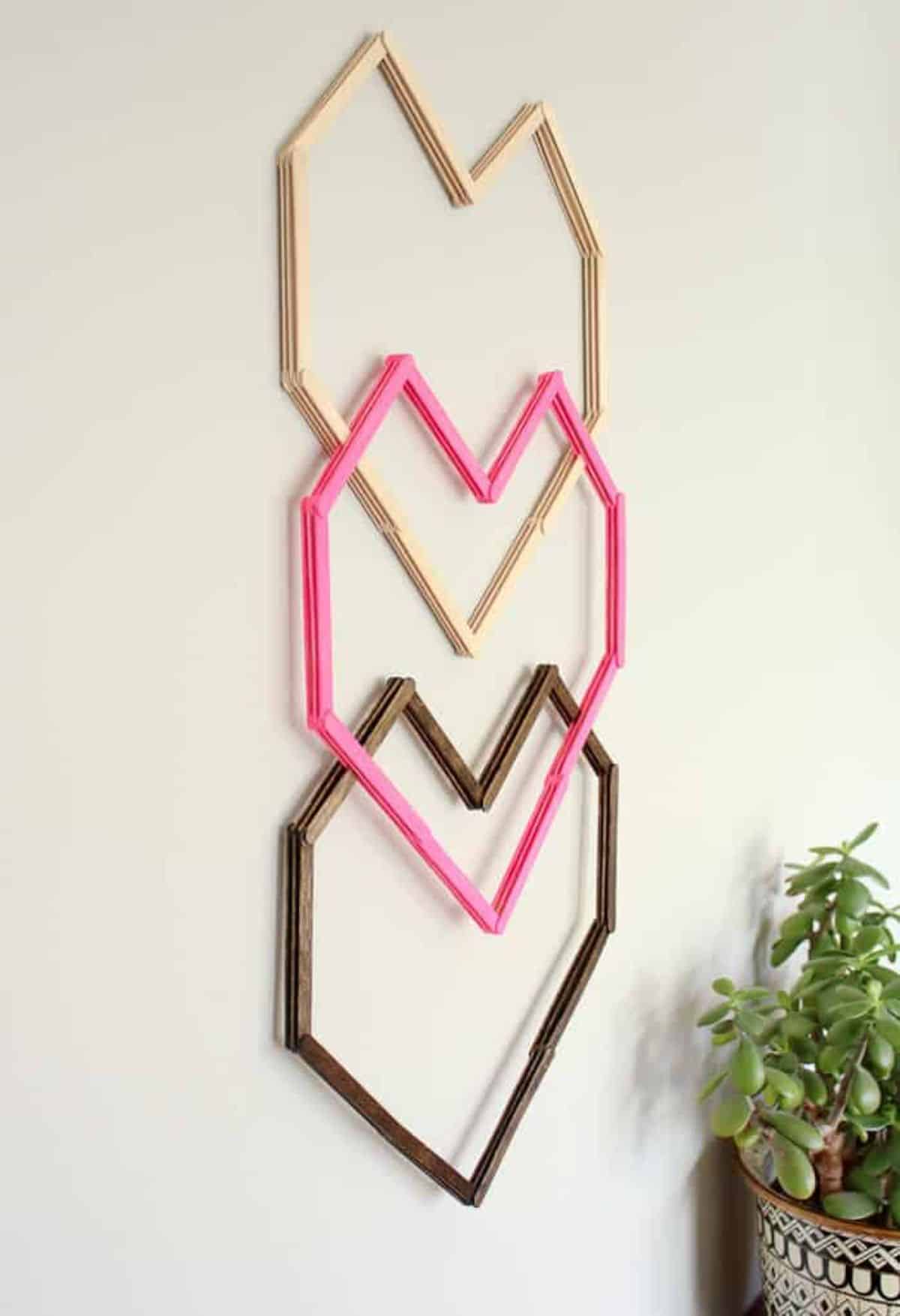Geometric Heart DIY Wall Art with Popsicle Sticks!