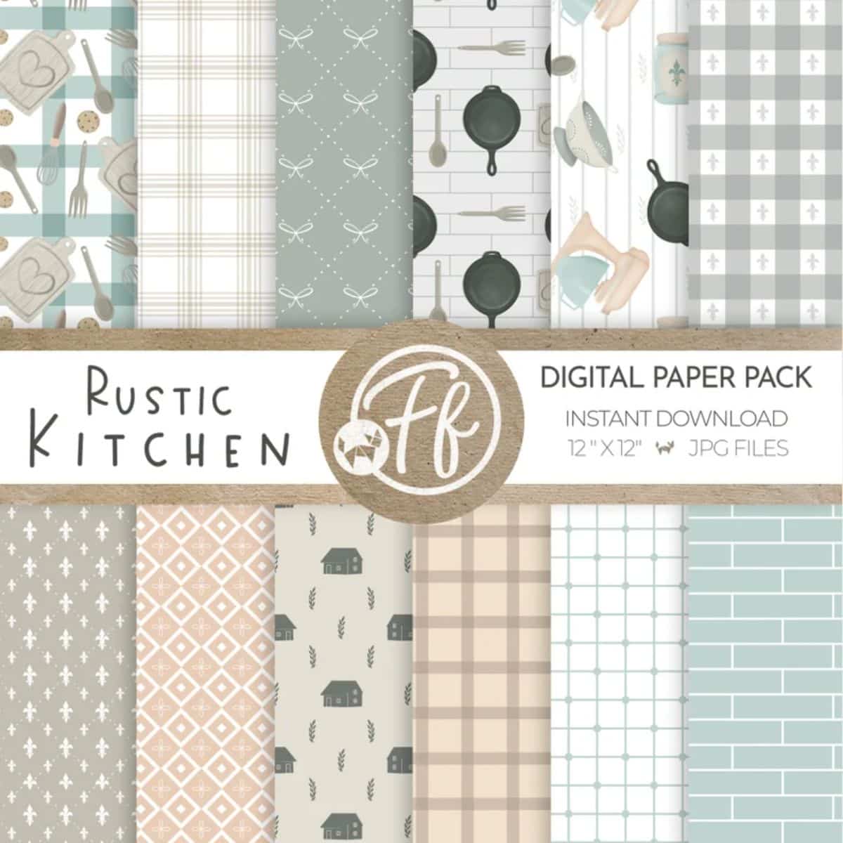 Rustic Kitchen Digital Paper Patterns