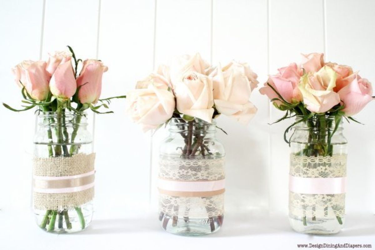 Vases and Votive Candles From Recycled Jars