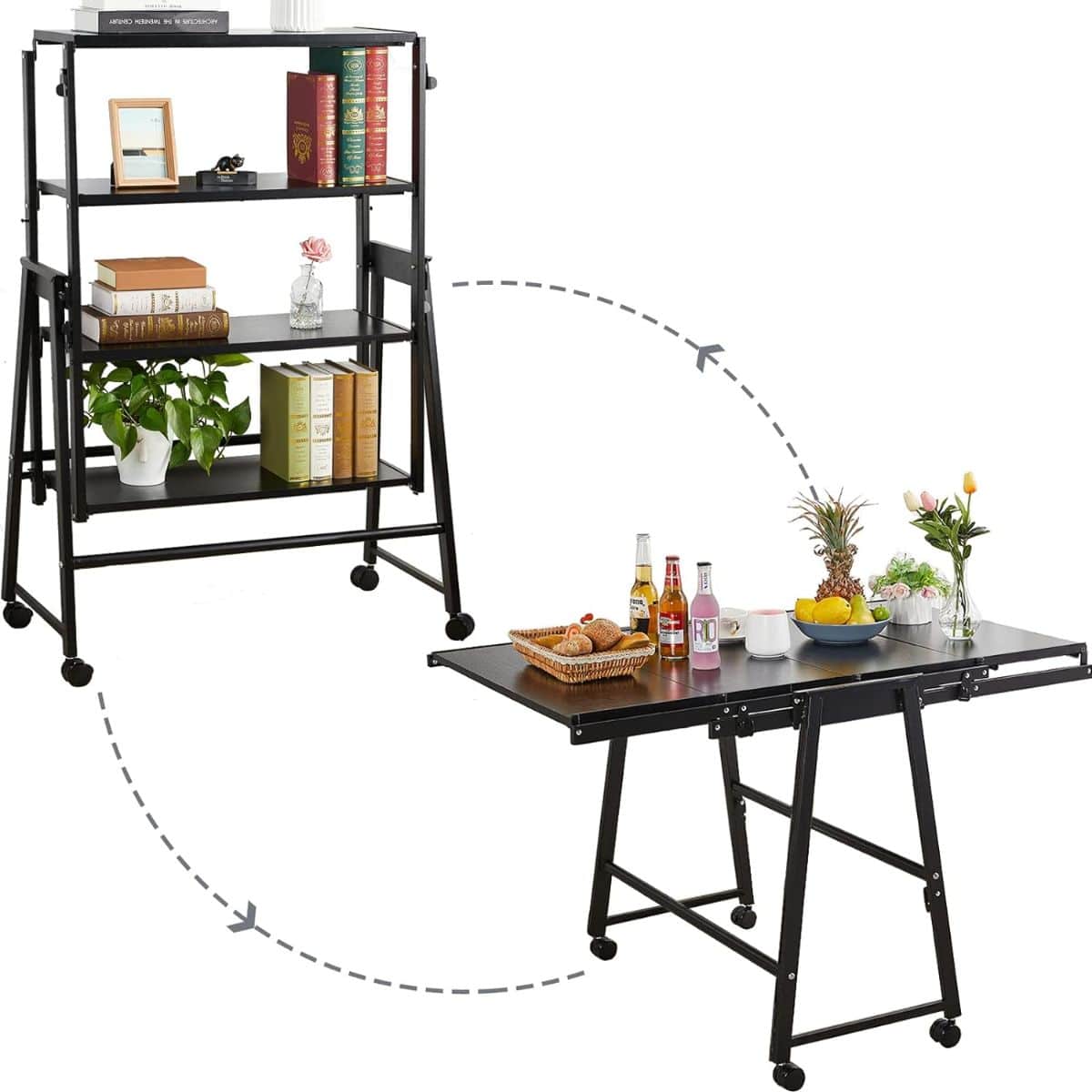 2-in-1 Convertible Shelf to Table with Wheels