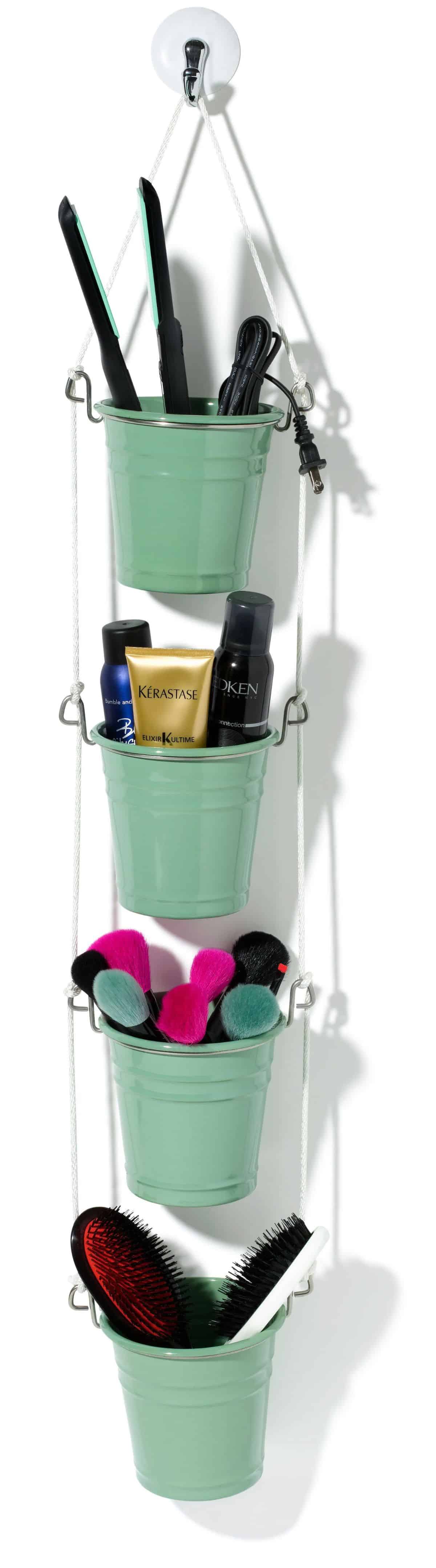 Beautiful Tiered Hanging Storage Buckets for Hair Supplies