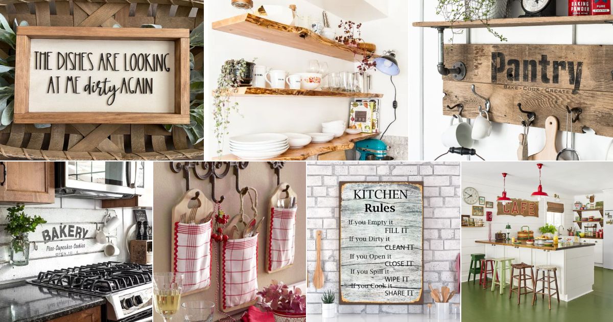 129 Rustic Kitchen Ideas and Crafts facebook image.
