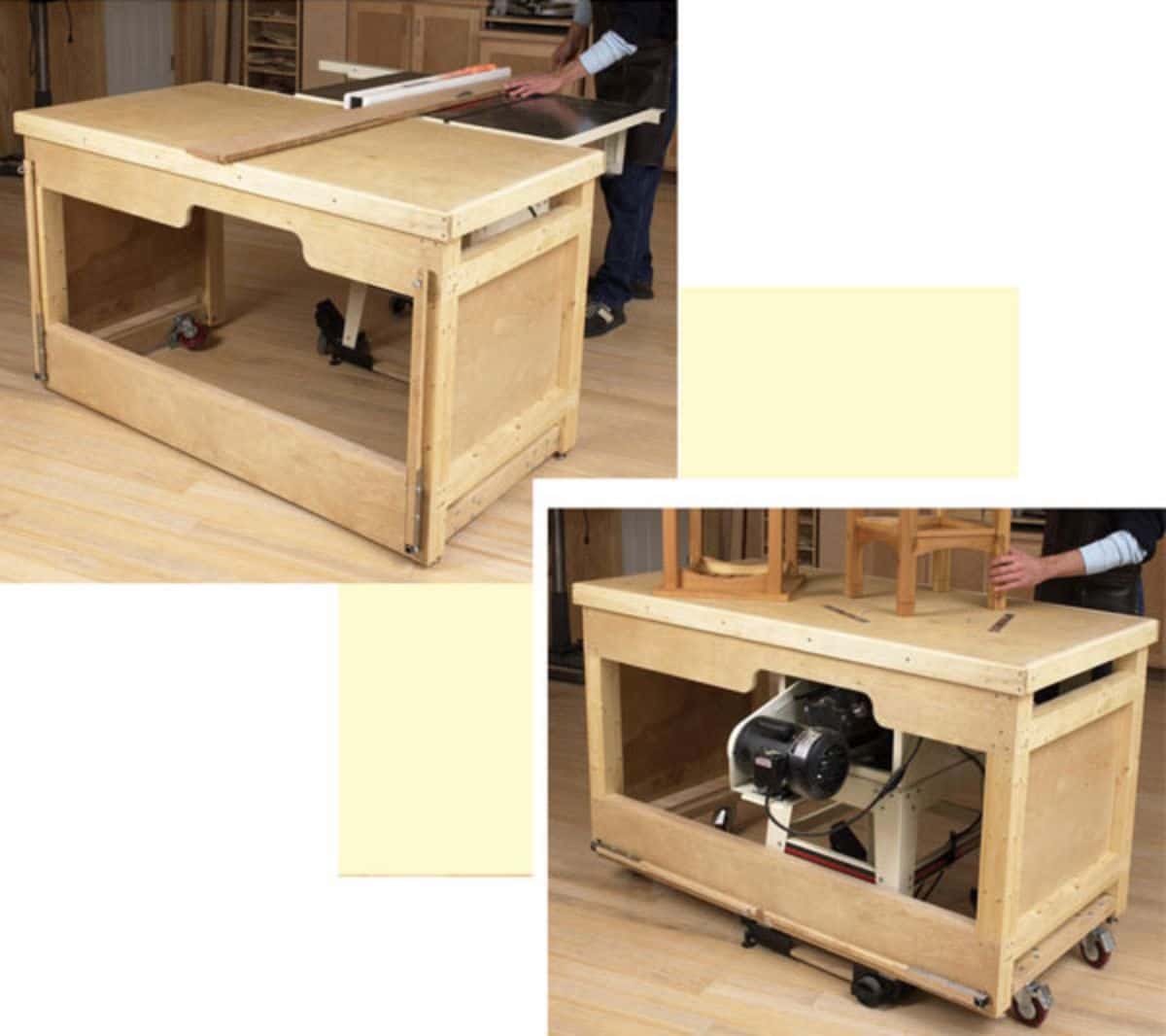 Space-Saving Double-Duty Tablesaw Workbench