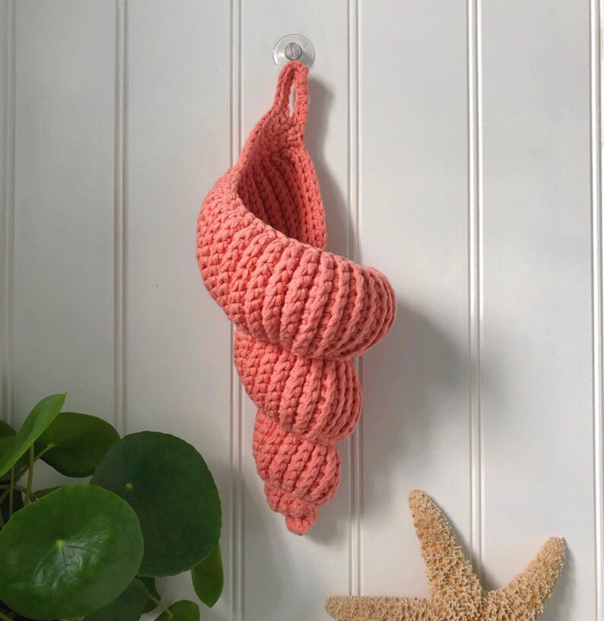 Custom Crochet Shell Basket for Home Bathroom