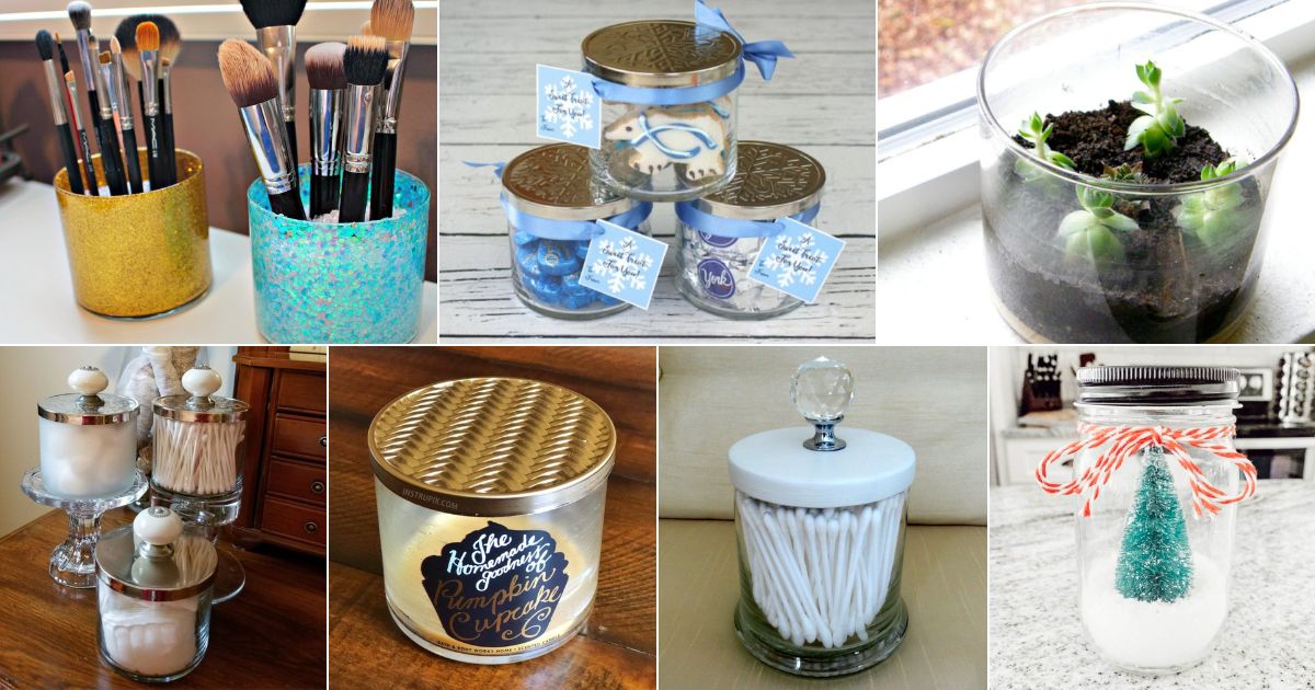 18 Ways to Repurpose Candle Jars facebook image.