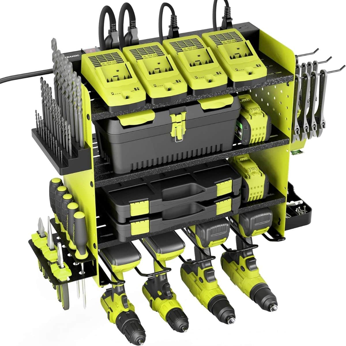 ZEAKOC Power Tool Storage Rack with Charging Station