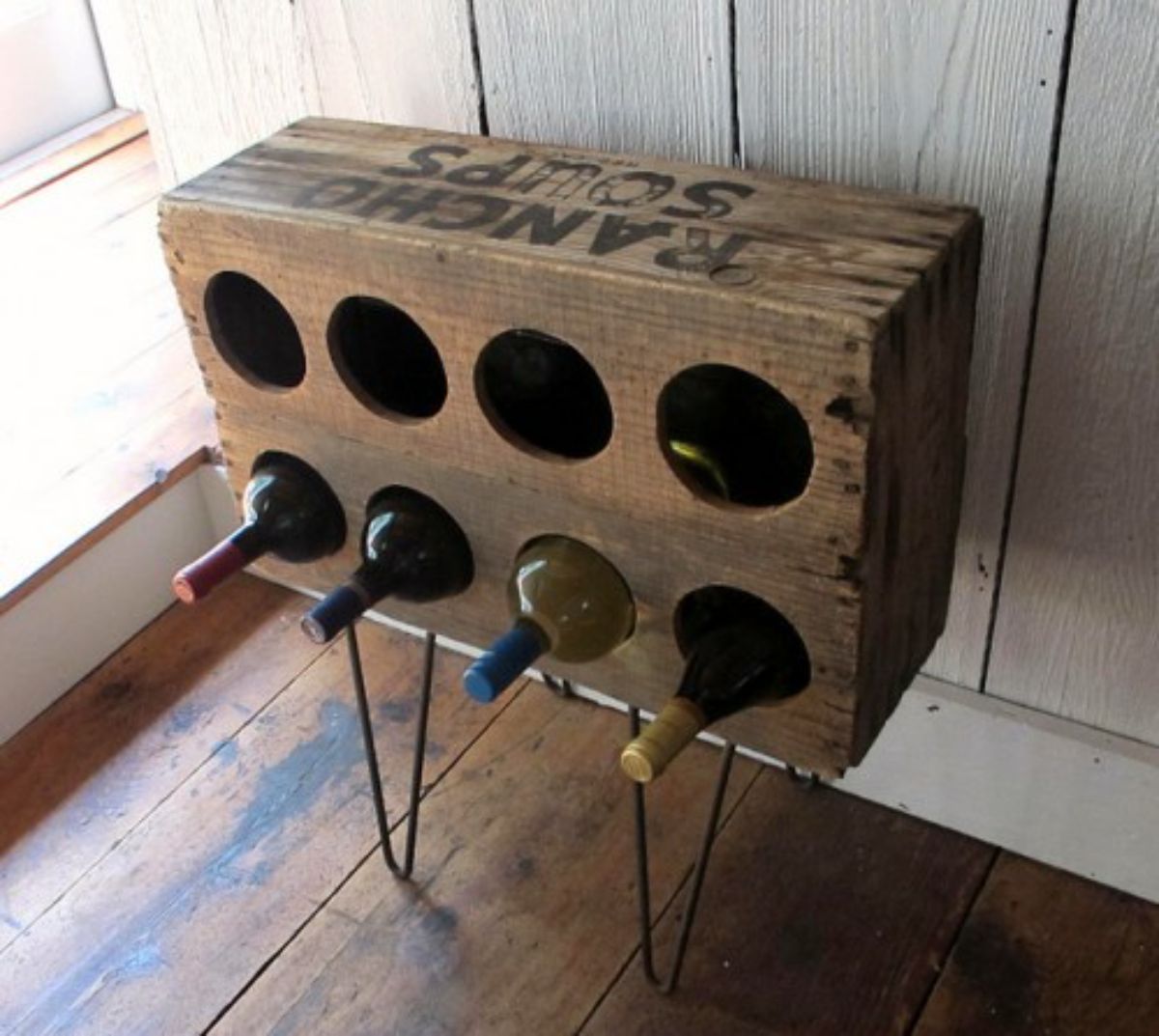 DIY Rustic Wine Rack Of A Crate