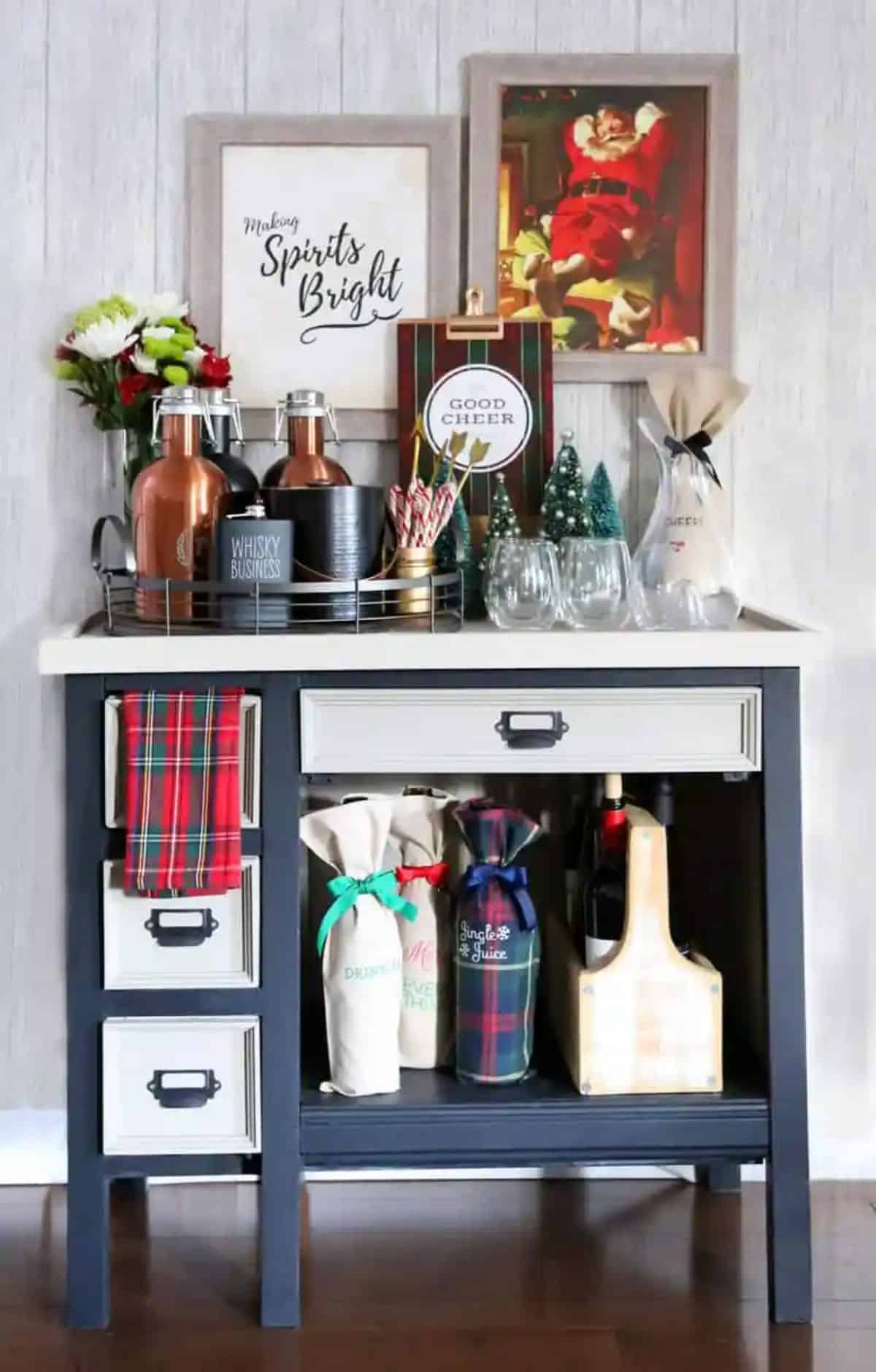 Holiday Bar Cart with Shutterfly