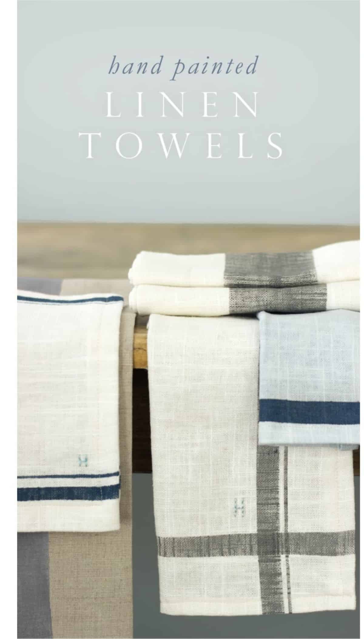 Hand Painted Linen Kitchen Towels & Napkins