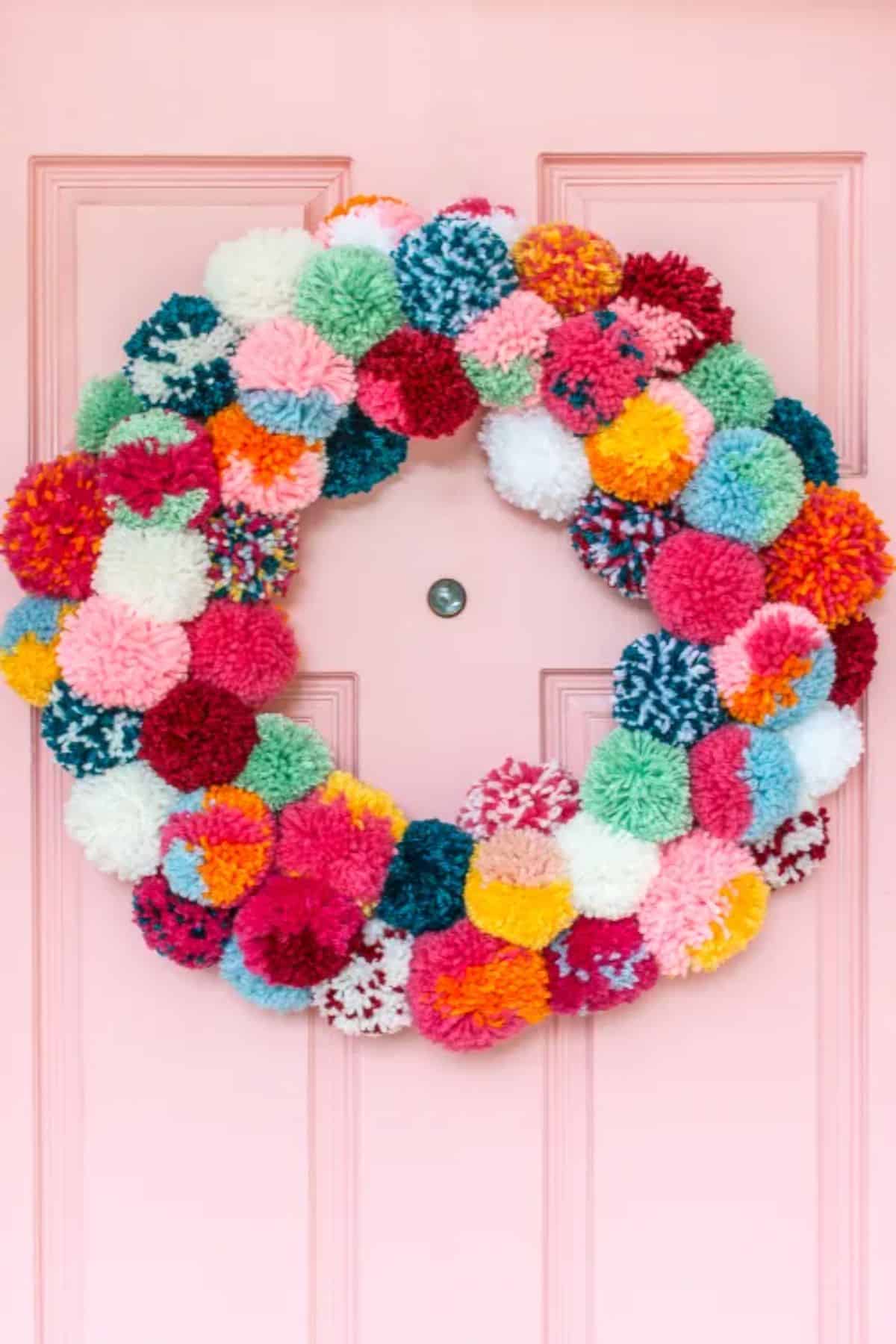 DIY Pom-Pom Holiday Wreath
