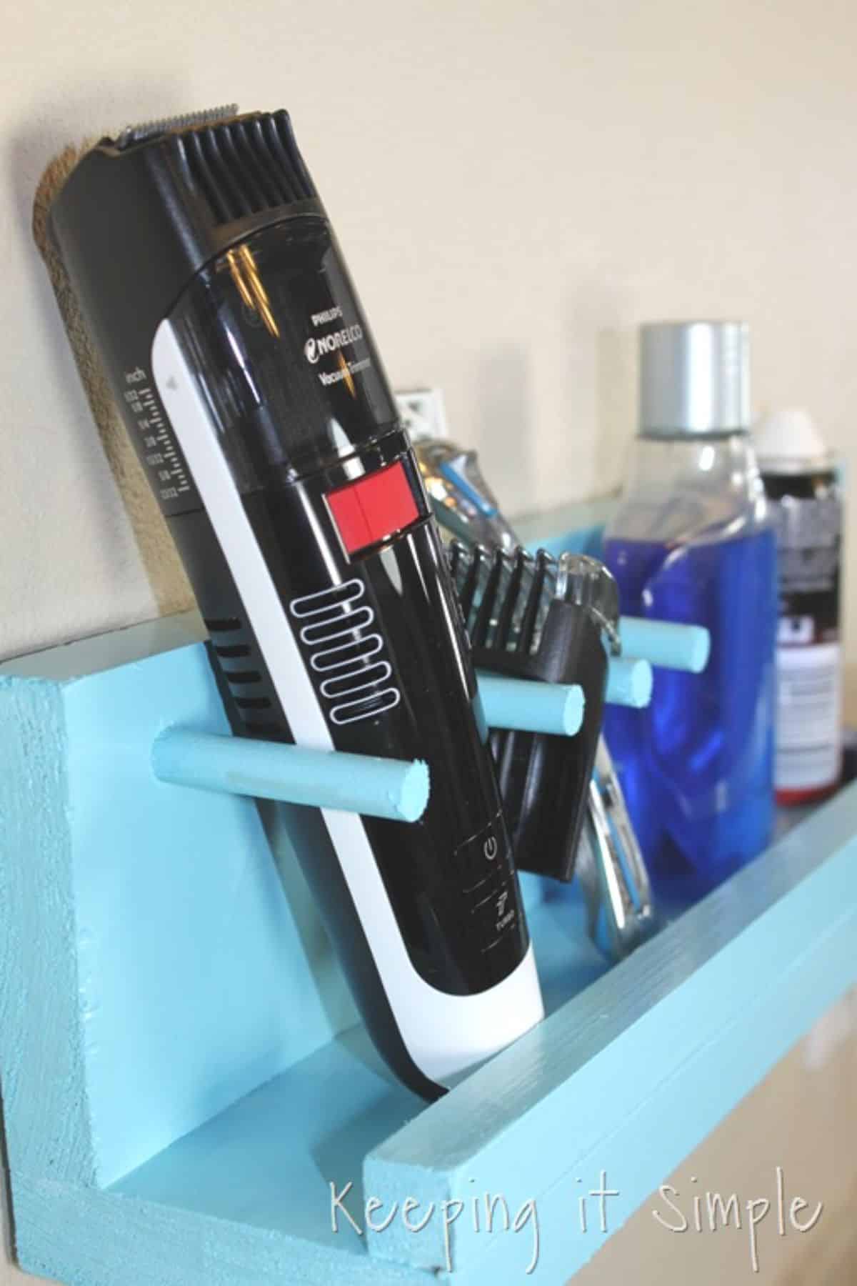 DIY Bathroom Shelf for Beard Trimmer and Razor