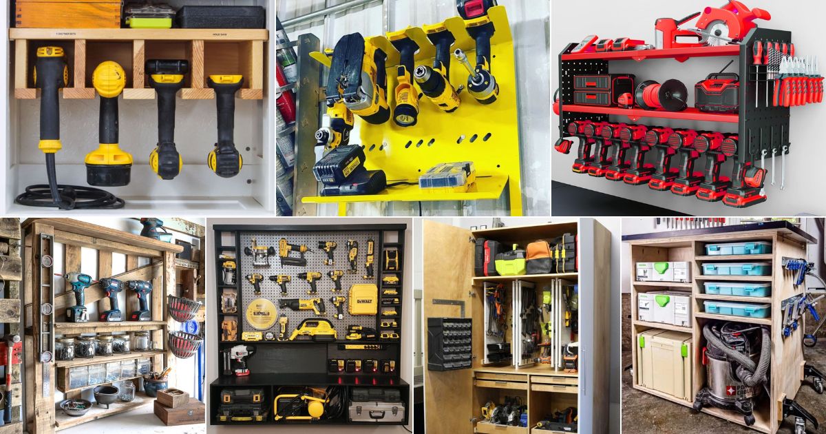 35 Power Tool Storage DIY Ideas and Products facebook image.