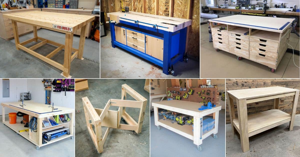 40 DIY Workbench Plans and Designs facebook image.