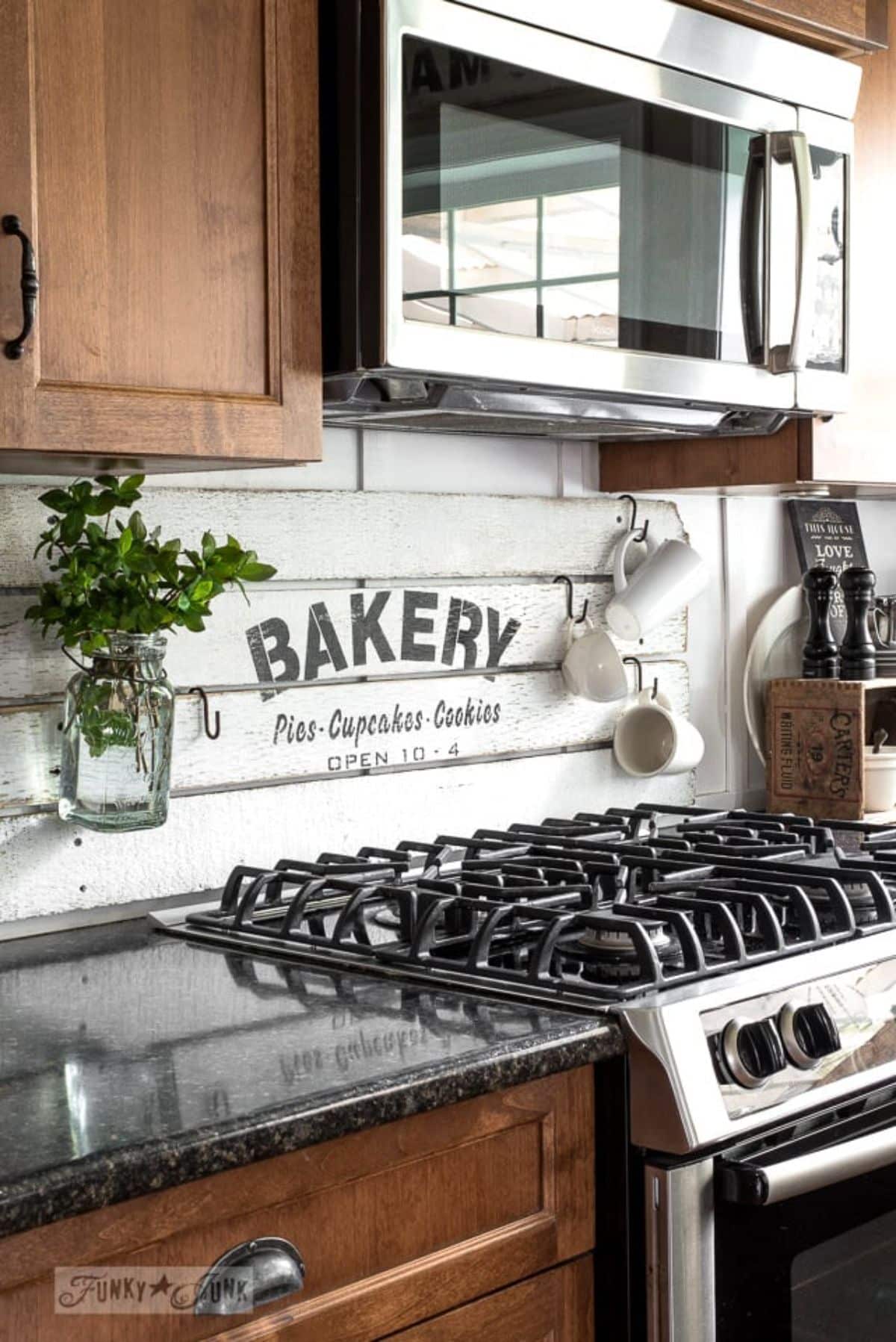 Charming Bakery Kitchen Sign with Scrap Wood & Stencil