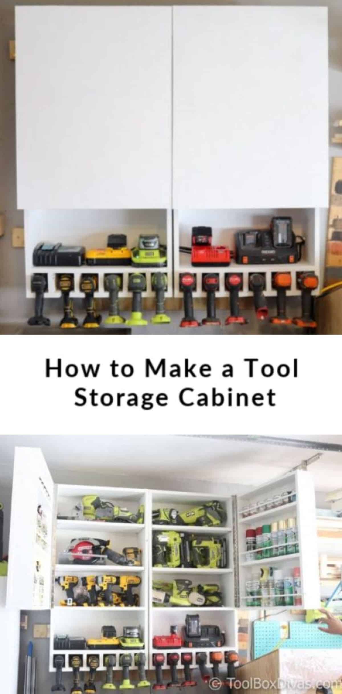 DIY Tool Storage Cabinet with Charging Station