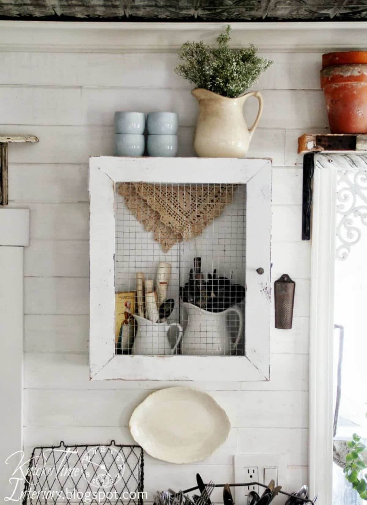 DIY Primitive Cabinet from a Repurposed Wooden Crate and Frame