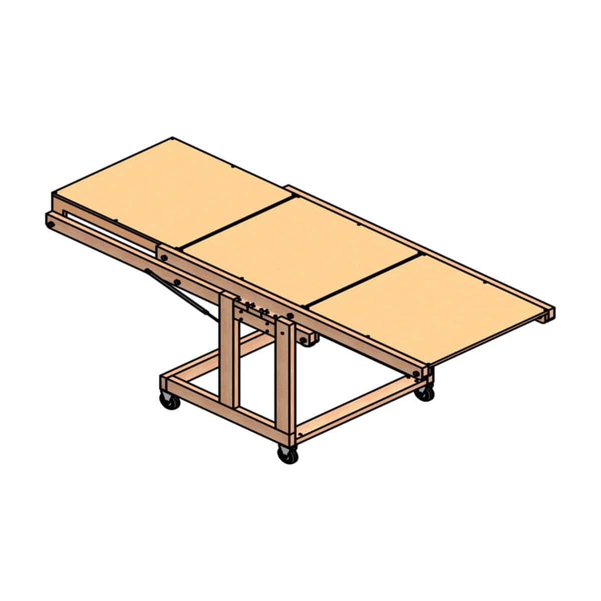 Folding Workbench with 3 Shelf Plan