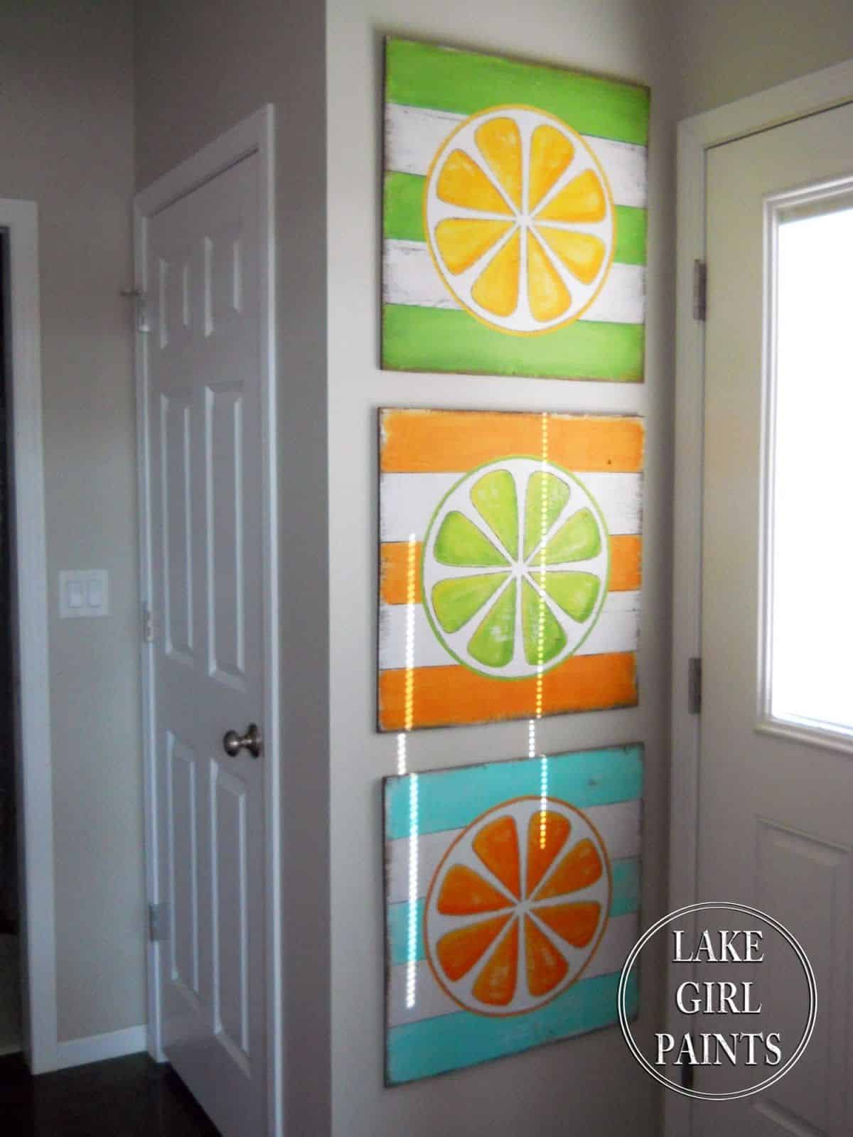 DIY Wall Art Citrus Stripes