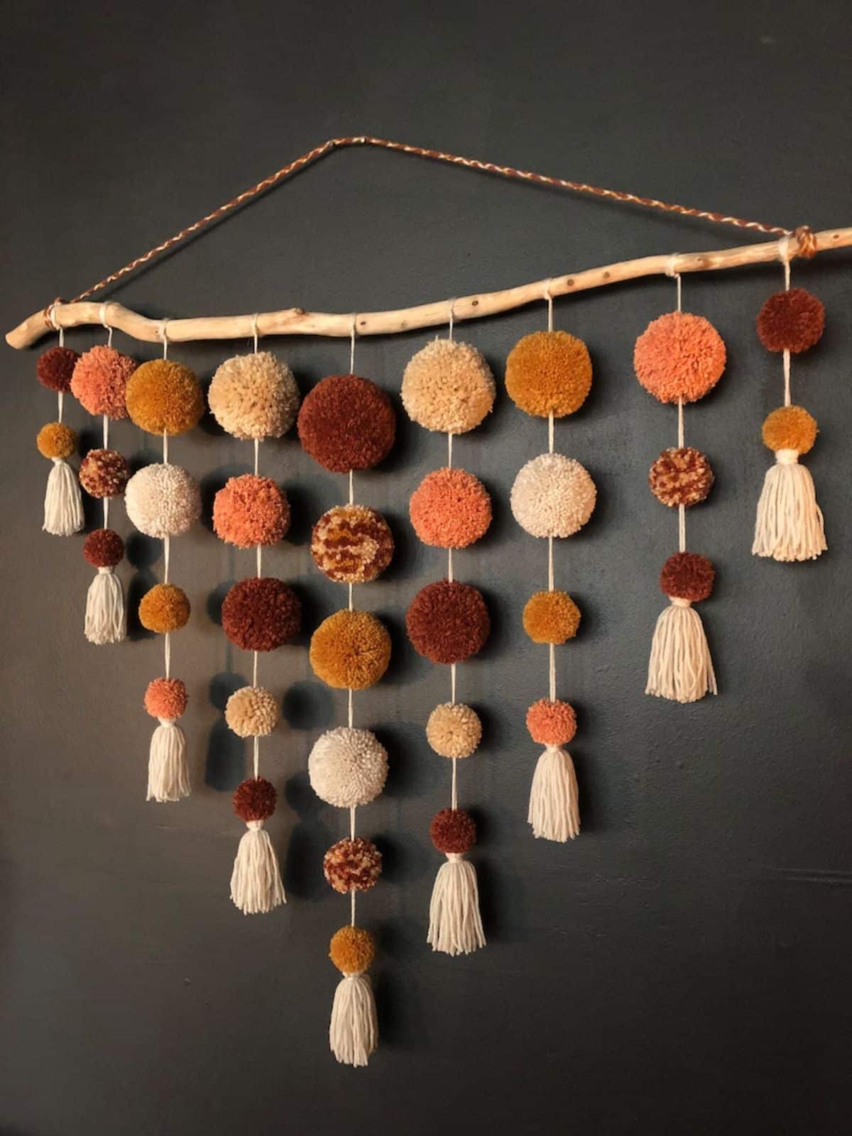 Extra Large Rustic Pom Pom Wall Hanging
