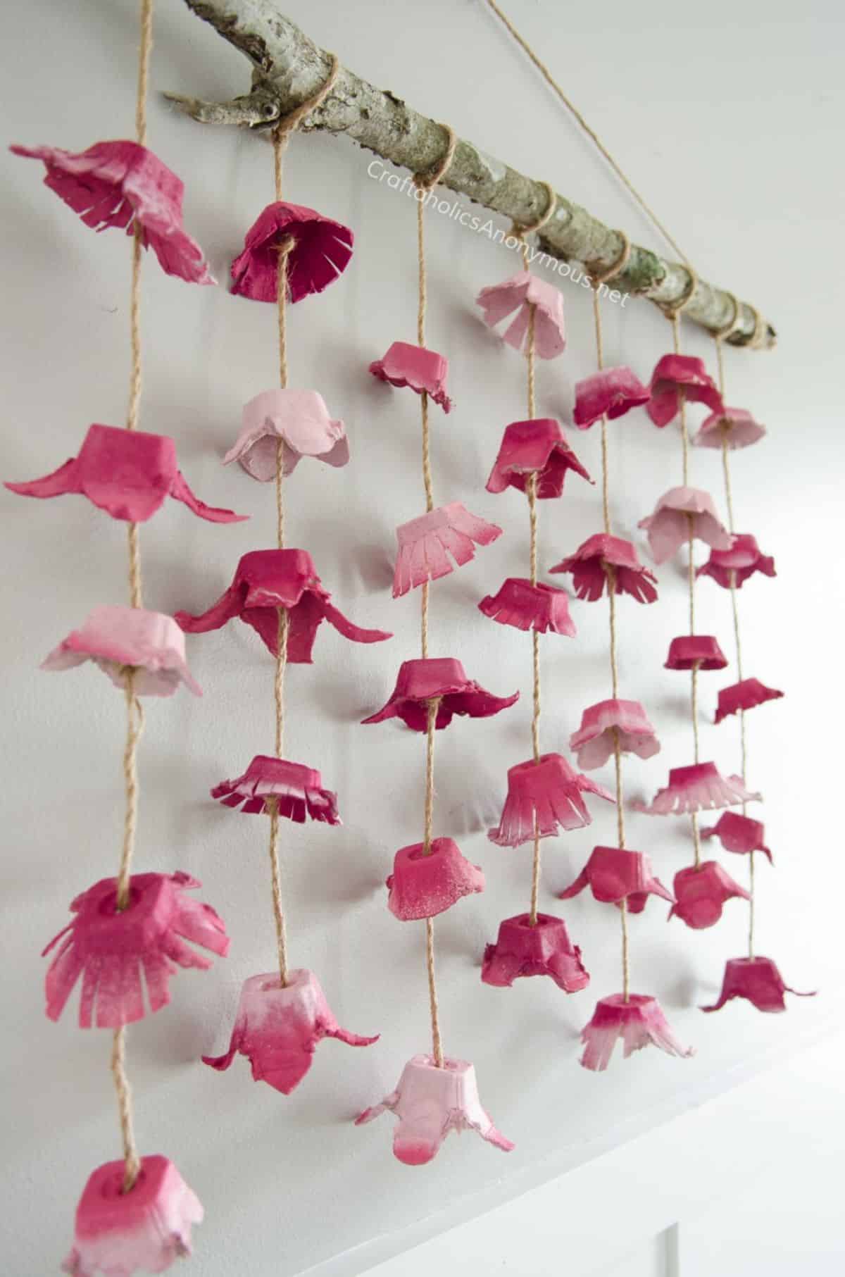 Boho Flower Wall Hanging Made From Egg Cartons