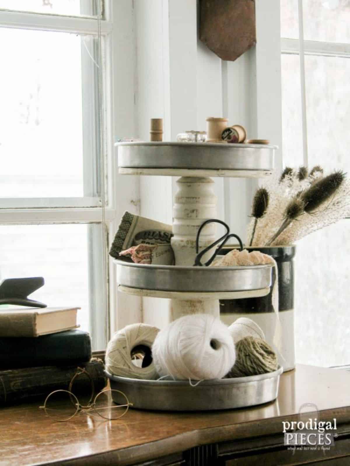 DIY Tiered Stand from Repurposed Junk