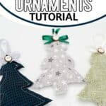 christmas ornament exchange party ornament idea with text which reads easy DIY Fabric Christmas Tree Ornaments tutorial