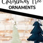 simple christmas ornament craft with text which reads easy DIY Fabric Christmas Tree Ornaments
