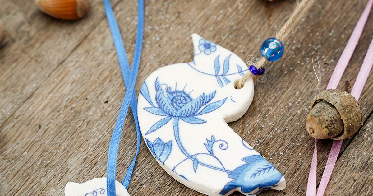 decoupaged toile ornaments