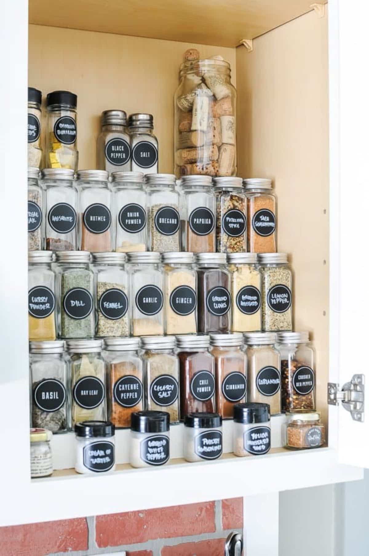 Tiered Spice Rack In Cabinet