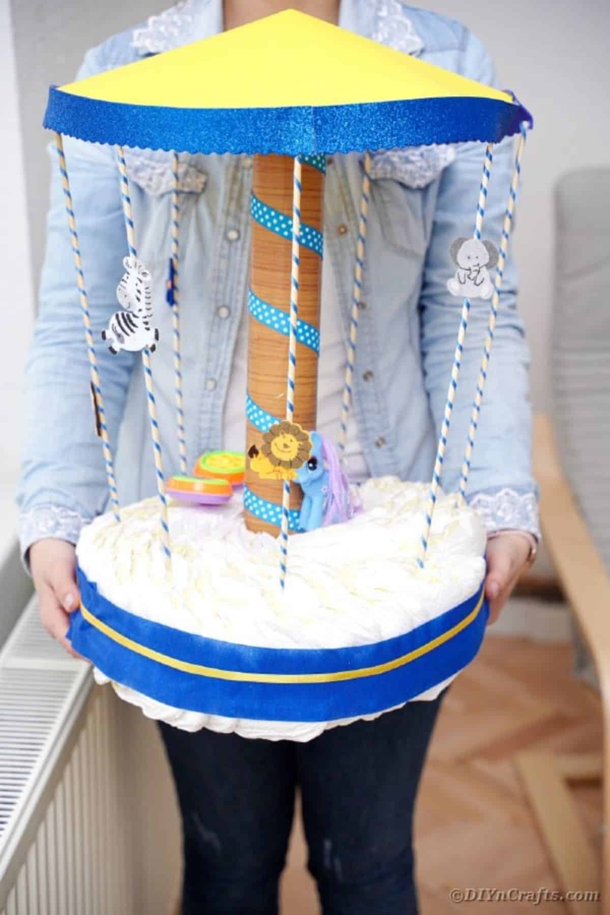 Animal-Themed Carousel Diaper Cake