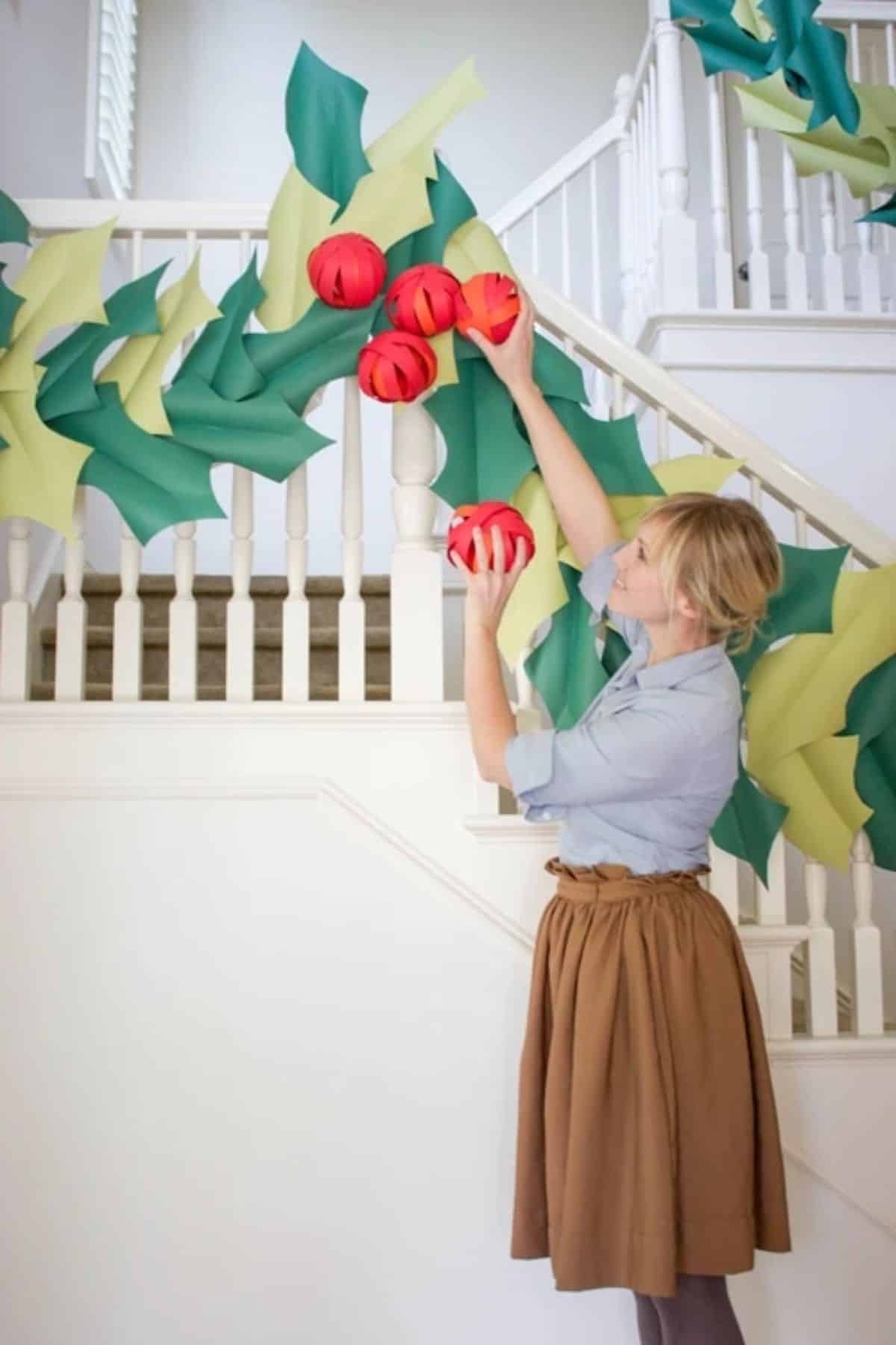 Oversized Holly and Berry Garland Decor