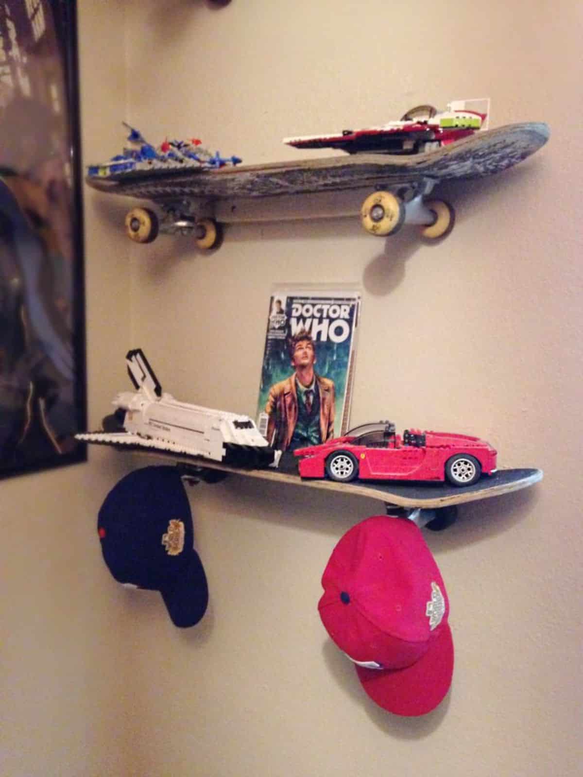 DIY Upcycled Skateboard Shelves
