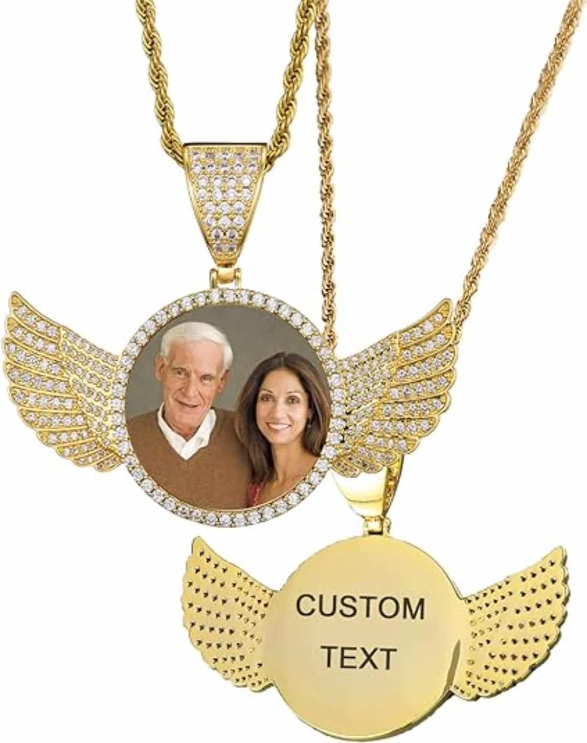 Custom Photo Pendant Wing Necklace