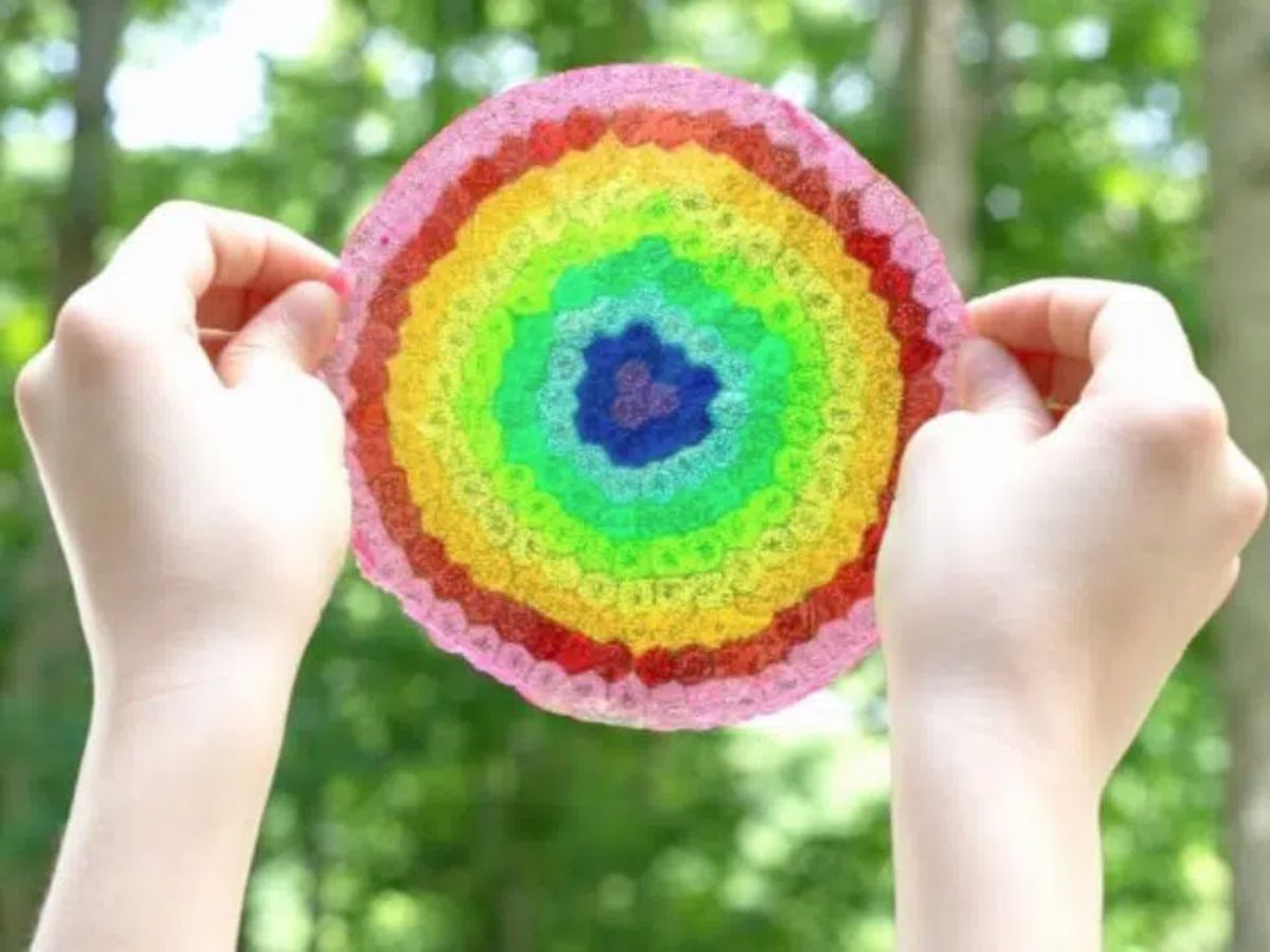 DIY Rainbow Plastic Bead Suncatchers