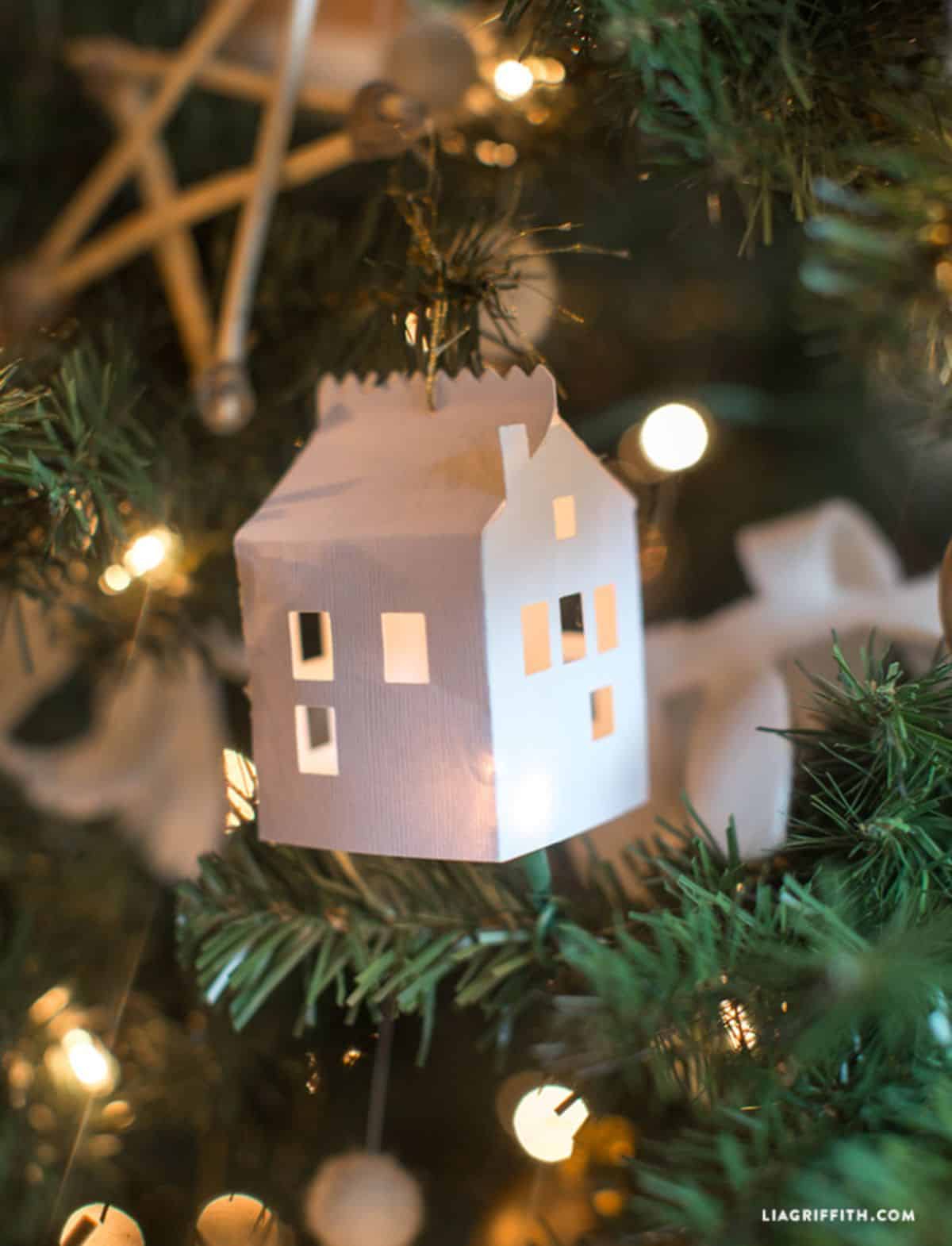 DIY Paper House Christmas Ornament