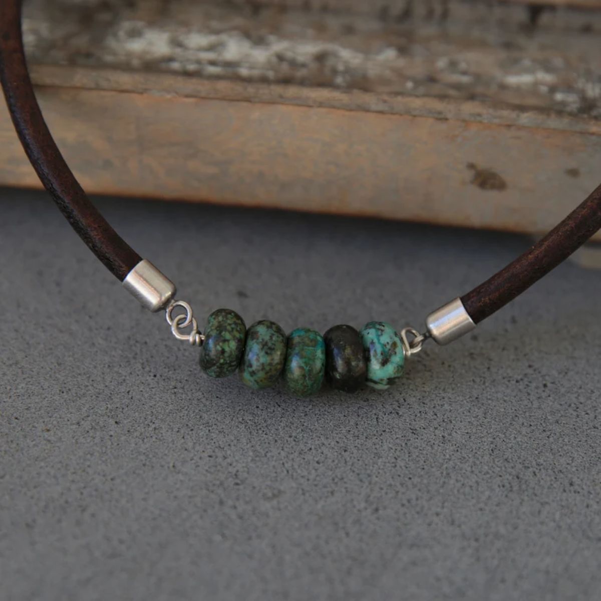 Turquoise Leather Necklace for Men