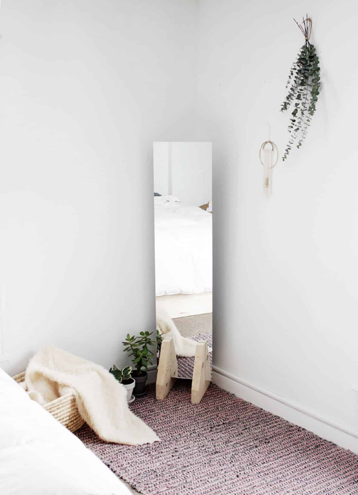 DIY Minimal Floor Mirror Decor