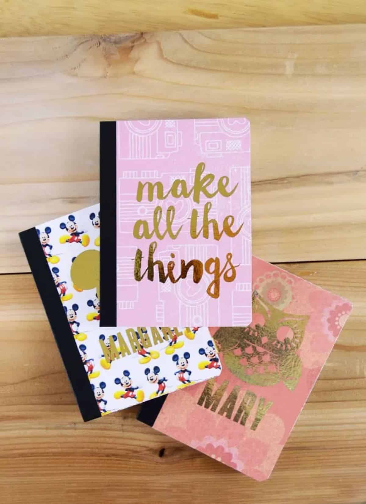 DIY Personalized Notebooks Decorated with Gold Foil