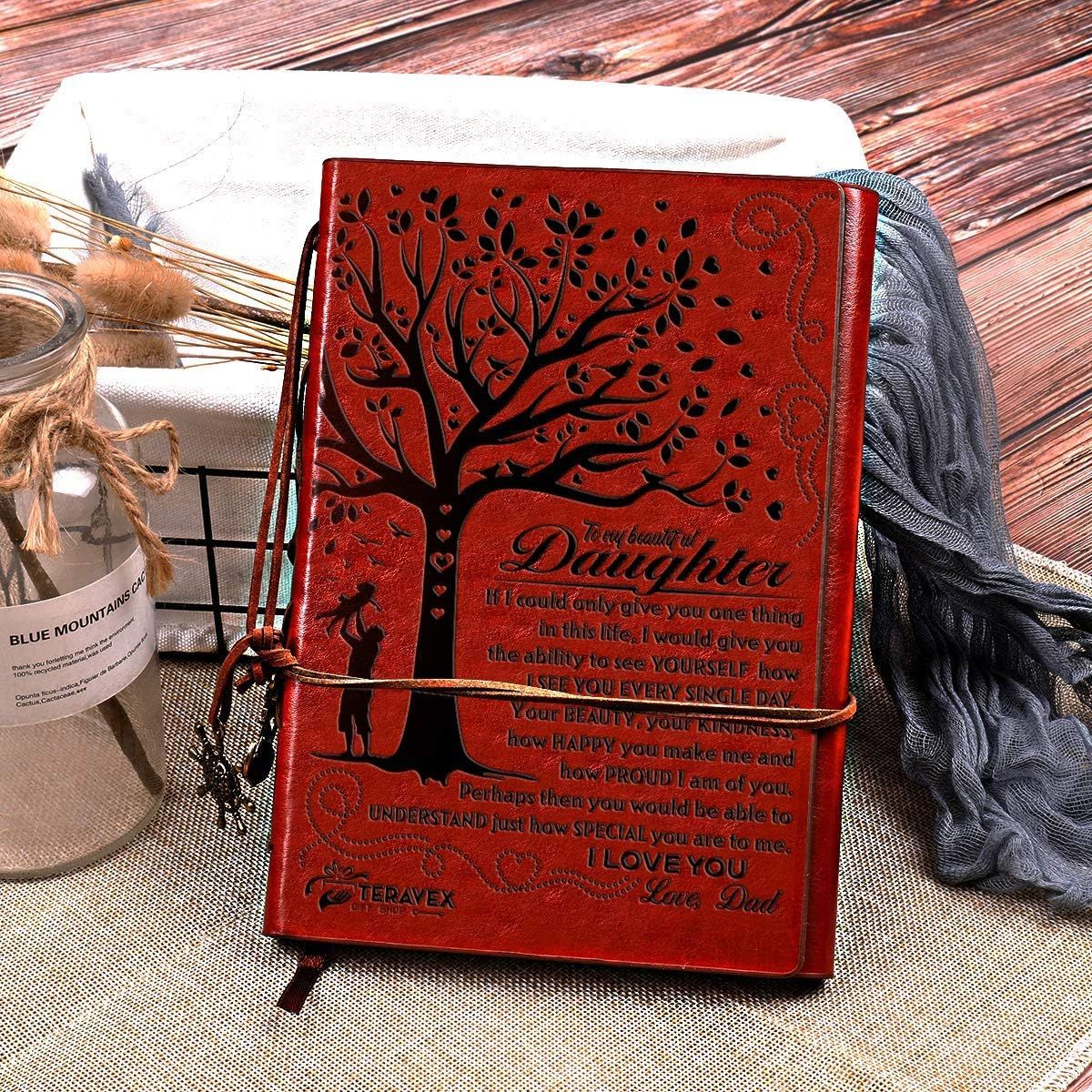 Dad To Daughter Gift - Leather Writing Journal, Personal Diary