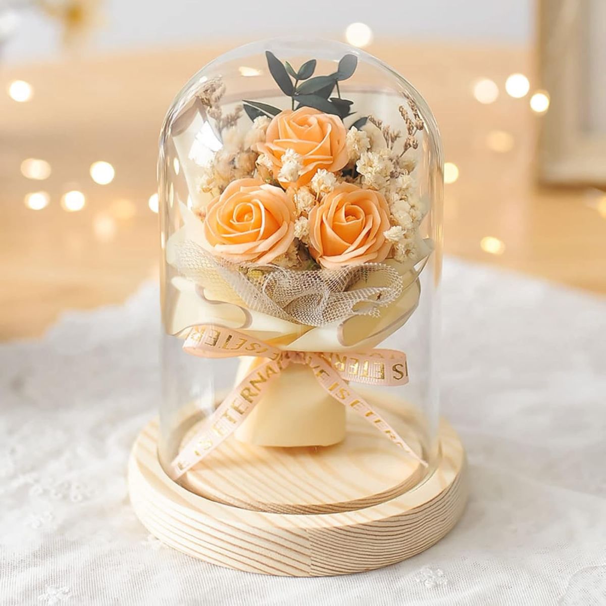 Artificial Flowers Bouquets Roses with LED Glass Light