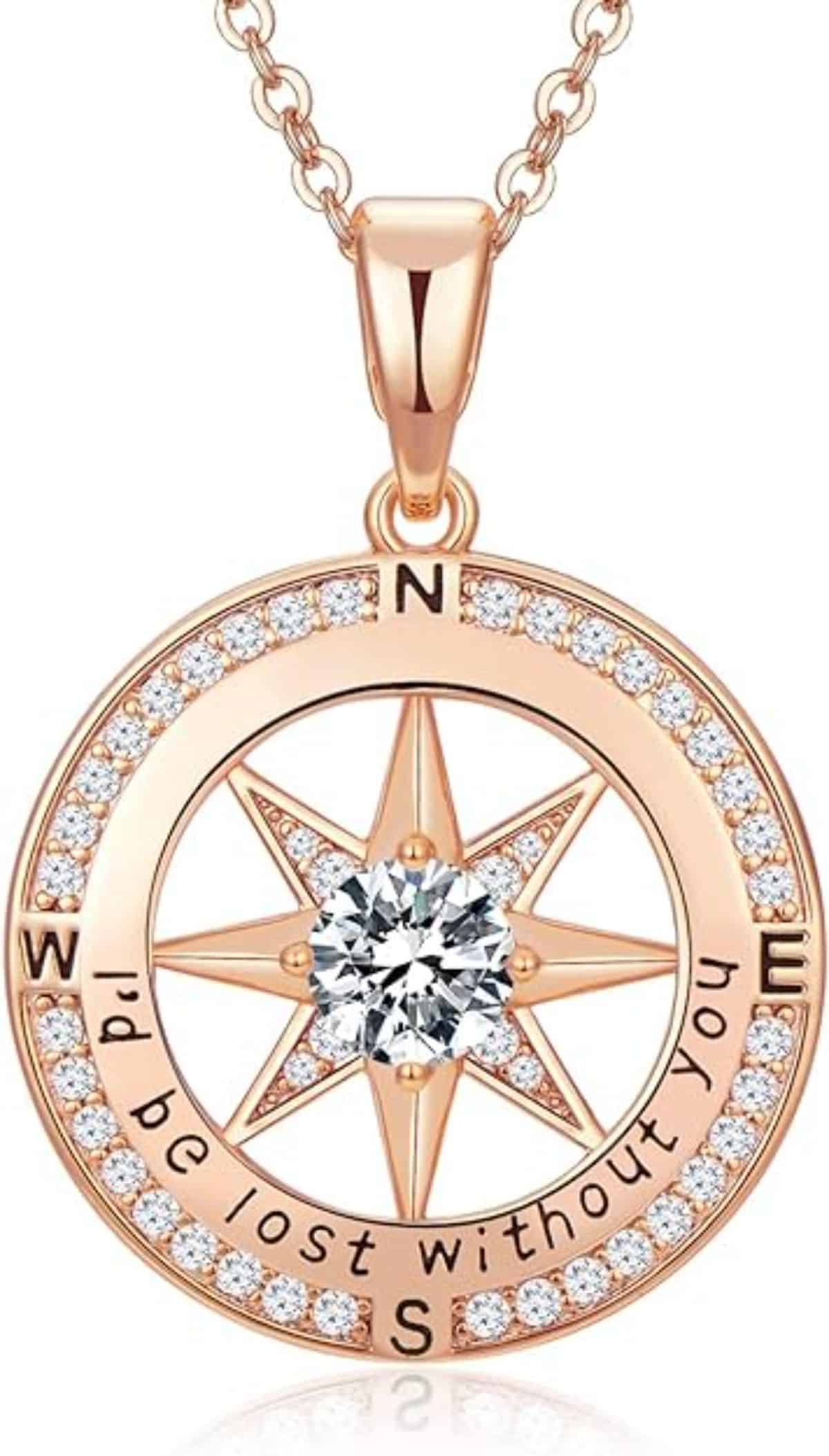 I'd Be Lost Without You Diamond Compass Pendant Jewelry