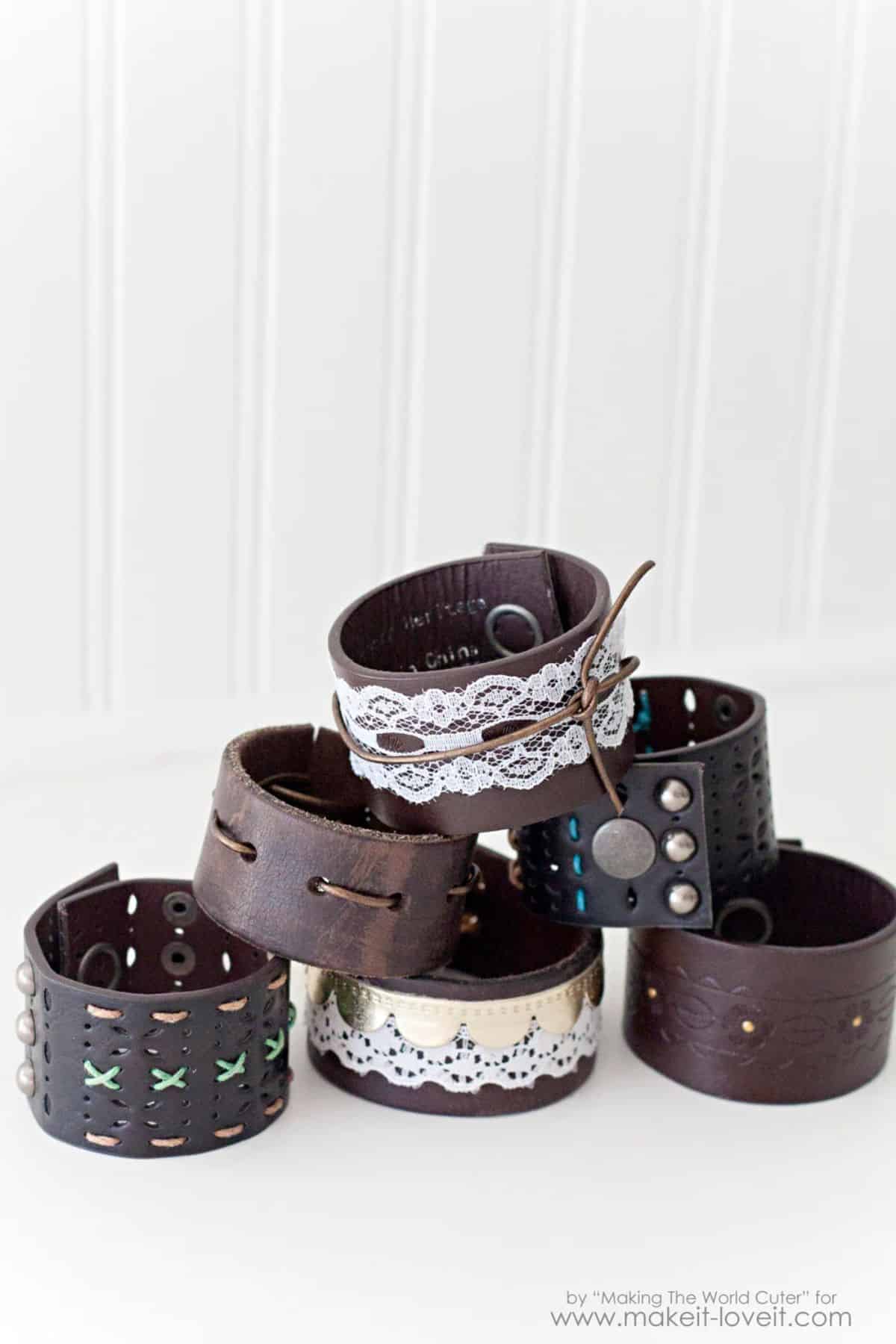 DIY Leather Cuffs From Old Belts