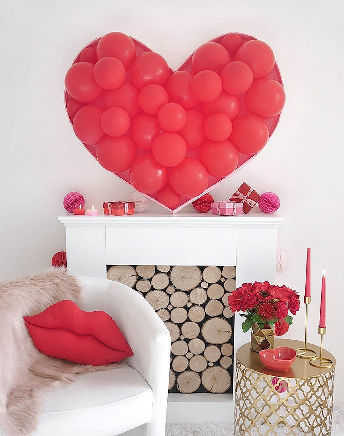 balloon heart backdrop and home furnishings