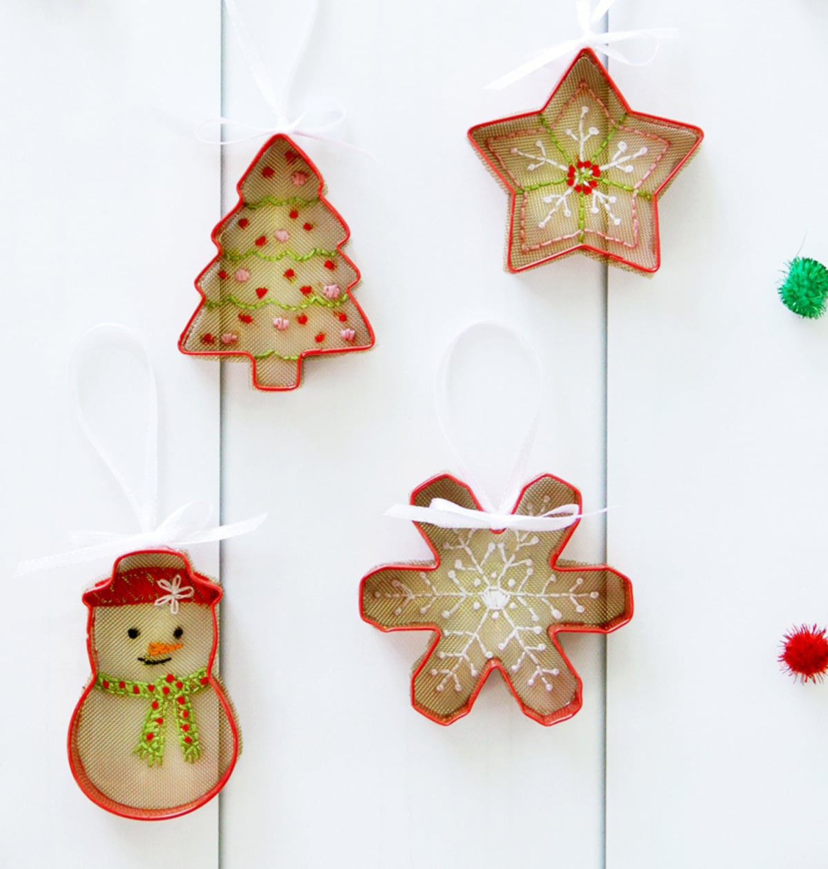 unique ornaments combine cookie cutters and mesh
