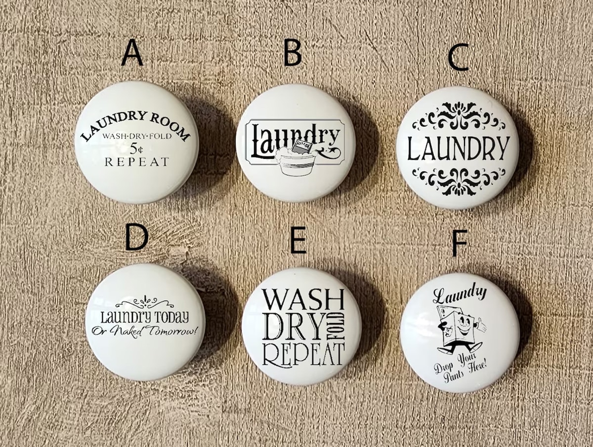 six ceramic laundry door knobs